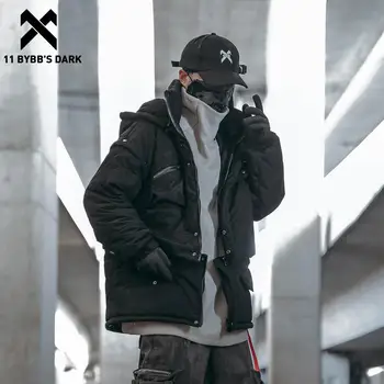 11 BYBB'S DARK 2022 Зима, Хит Продаж, Мужская Уличная одежда в стиле хип-хоп, Свободное Зимнее пальто С высоким воротником, Съемное Зимнее пальто в стиле пэчворк