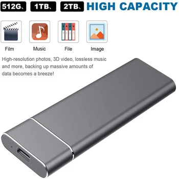 Внешний Портативный SSD 500 ГБ 1 ТБ 2 ТБ 4 ТБ 8 ТБ Высокоскоростной твердотельный накопитель USB3.1 Type-C Жесткий диск Для Ноутбука Новый Оригинальный 2023