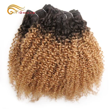 Бразильские Волосы 8 Дюймов Короткие Вьющиеся Пучки С Двойным Рисунком Jerry Curl 100% Человеческие Волосы Пучки Remy Hair 6 Пучков Для Чернокожих Женщин