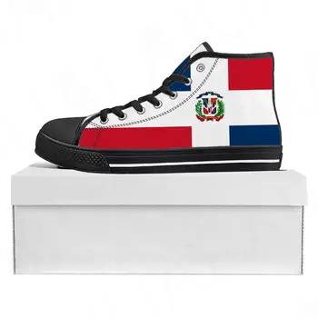 Флаг Доминиканской Республики, Высококачественные Кроссовки с высоким берцем, Мужские, Женские, Подростковые парусиновые кроссовки, Повседневная обувь для пары, обувь на заказ
