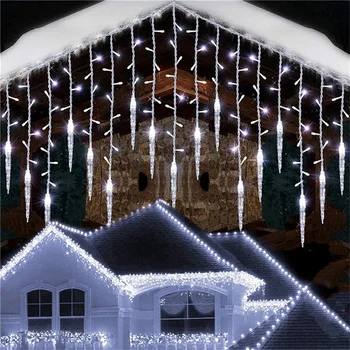 Креативная 3,5-метровая светодиодная Рождественская гирлянда в виде сосульки, Занавески, 8 режимов, Водонепроницаемая гирлянда-гирлянда для свадебной вечеринки, Новогодний декор