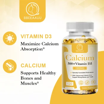 BBEEAAUU Кальциевая капсула Витамин D3 Добавка Поддерживает здоровье костей, защищает колено, увлажняет, защищает нервную функцию и здоровье сосудов