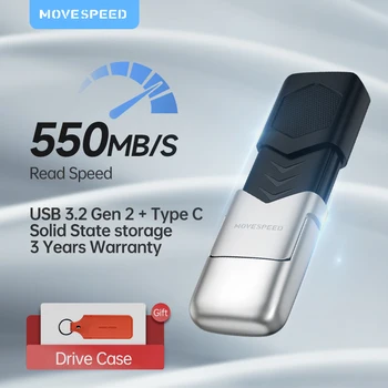 MOVESPEED 1 ТБ USB 3.2 Gen 2 550 МБ/с. Высокоскоростной флеш-накопитель Type C 2 в 1 USB Флэш-накопитель 512 ГБ 256 ГБ 128 ГБ для Телефонов Портативных ПК