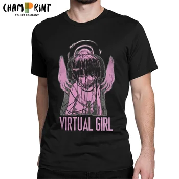 Виртуальная девушка, аниме, Серийные эксперименты, футболка Lain, Мужская футболка из 100% хлопка, футболка с круглым вырезом, футболка с коротким рукавом, Идея подарка, Топы