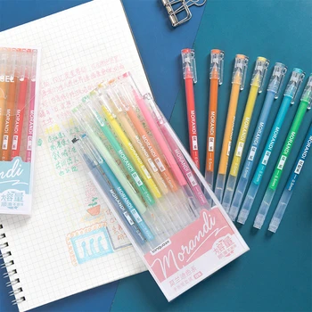 9 шт. Набор гелевых ручек Morandi Color Большой Емкости для ручного счета 0,5 мм, ручка для заметок, Милые Канцелярские принадлежности для девочек, школьные принадлежности для детей
