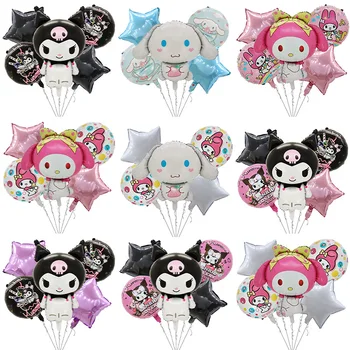 5 шт., воздушные шары Sanrio, Милые воздушные шары Kuromi My Melody Cinnamoroll из алюминиевой пленки, для фестивалей, декора вечеринок, подарков на день рождения для девочек