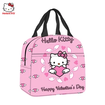 Sanrio Аниме, Сумочка Hello Kitty Bento, Мультяшный Кавайный Студенческий Портативный Изолированный Ланч-бокс, Милая сумка для хранения, сумка для пикника, Детский подарок