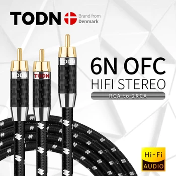 TODN Hi-Fi стерео RCA кабель RCA-кабель Высокопроизводительный аудиокабель Hi-Fi Премиум-класса от 1RCA до 2RCA Соединительный кабель