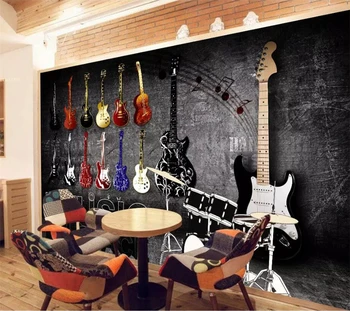 beibehang Пользовательские Настенные обои 3d Ретро Ностальгический рок Музыкальные инструменты Обои Гостиная Спальня Настенные 3D обои