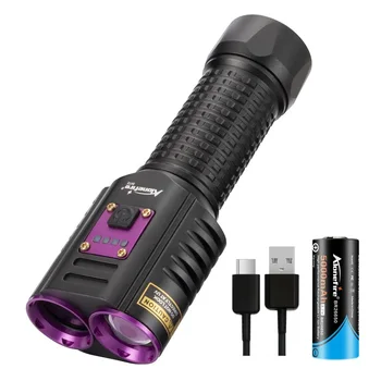 Alonefire SV72 365nm УФ-фонарик Черный свет, ультрафиолетовый фонарик, блок питания для флуоресцентного обнаружения загрязнения маслом, Белый + фиолетовый