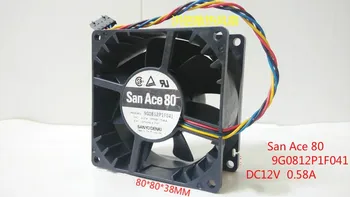 Бесплатная доставка оригинальный Sanyo San Ace 80 8038 9G0812P1F041 DC12V 0.58A 4-проводной вентилятор 80*80*38 мм на шасси