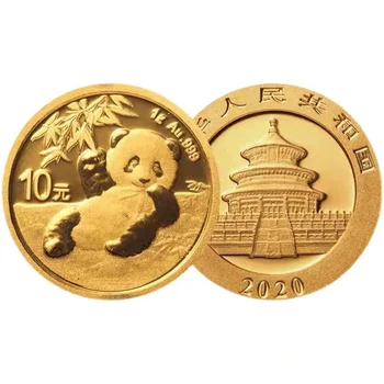 2020 Китайская Золотая памятная монета с пандой, Настоящий Оригинал, 1 Грамм Au.999 10 юаней UNC