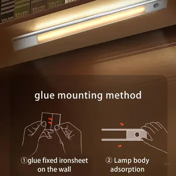 Индукционная светодиодная лампа для человеческого тела, USB Перезаряжаемый ночник для шкафа, прихожей, лестницы, шкафа, кухонного столика