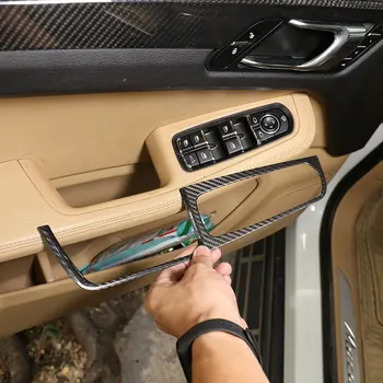 Для Porsche Macan 2014-2023, автомобильное стекло из настоящего углеродного волокна, панель переключателя подъема стекла, рамка, накладка, наклейка, автомобильные аксессуары