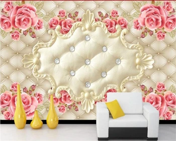 Beibehang Обои на заказ, большая настенная роспись, европейский стиль, мягкий чехол, розовое искусство, телевизор, диван, фон, обои для стен