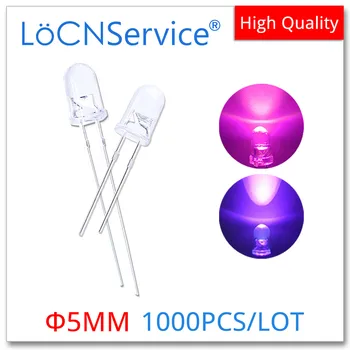 LoCNService 1000ШТ 5 мм F5 Розовофиолетовый DIP LED Прозрачный Высококачественный бисер со светодиодами