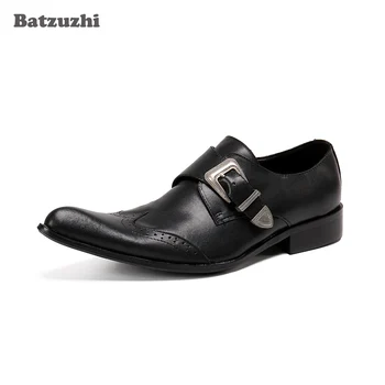 Batzuzhi/Черные/Коричневые Кожаные модельные мужские туфли в деловом стиле, Новая модная Мужская Кожаная обувь с острым носком, Zapatos Hombre, US6-US12