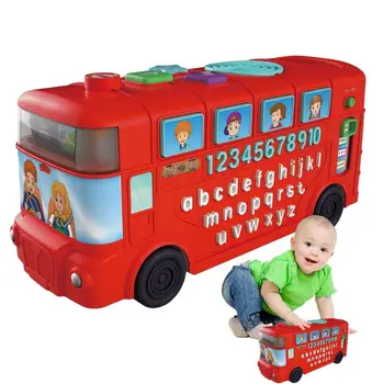 Игрушечный автобус Игровая Машинка Со звуком и светом Монтессори Игрушки для раннего развития Буквы и цифры Обучающая игрушка Для мальчиков и девочек