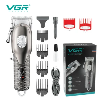 VGR Электрическая Машинка для стрижки волос, Профессиональная Машинка для стрижки волос, Триммер для Стрижки волос, Металлическая Парикмахерская USB-зарядка для мужчин V-276