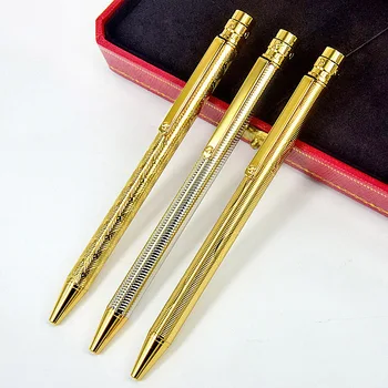 Шариковая ручка MSS Santos de CT класса люкс с цельнометаллическим гравированным рисунком, тонкий ствол, золотистая или серебряная отделка Santos, гладкий почерк