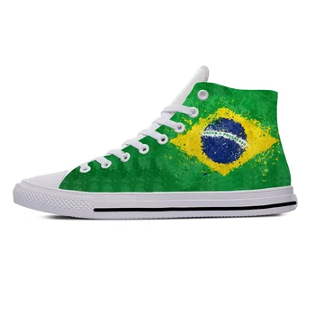 Горячая Бразилия, Бразильский флаг, Патриотическая Забавная Модная Повседневная Тканевая обувь С высоким берцем, Легкие Дышащие Мужские И женские Кроссовки с 3D принтом