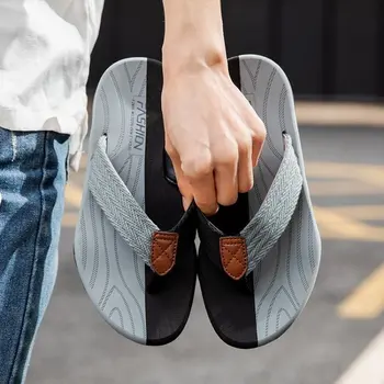 Летние мужские вьетнамки Массажные тапочки, нескользящие, Хорошее качество, обувь на двойной подошве, мягкая удобная мужская обувь большого размера, горячая распродажа