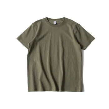 Летняя футболка Мужская Базовая многоцветная хлопчатобумажная с круглым вырезом и подкладкой, Бесшовные тканые футболки с коротким рукавом