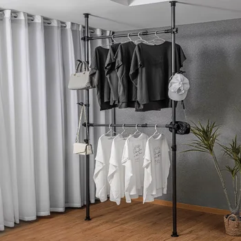 SUGIFT Регулируемая вешалка для одежды, Система вешалок для одежды для органайзера в шкафу, Черная вешалка для шкафа, вешалка для одежды