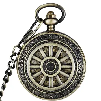 Винтажное механическое ожерелье с полым кулоном в виде Скелета, цепочка, карманные часы с ручным заводом, мужские подарки