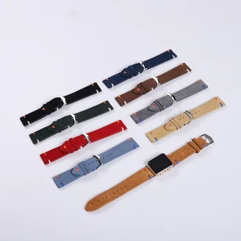 UTHAI G30 Ремешок для часов с цветной строчкой, ремешок из натуральной кожи 20 мм 22 мм, Универсальный ремешок для Samsung Huawei Smart Watch.