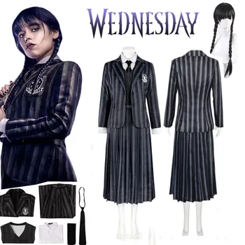 Детский костюм для Косплея Wednesday Addams Школьная форма Wednesday Nevermore Школьная форма Одежда для вечеринки на Хэллоуин для женщин