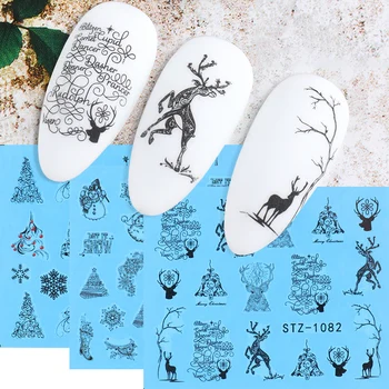 Наклейки для ногтей Олень, Рождественская елка, переводные наклейки с водой, слайдеры для дизайна ногтей, фольга, зимний дизайн, украшения для маникюра TRSTZ1082-1097