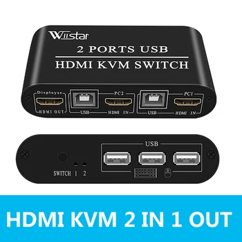 2 Порта HDMI KVM Переключатель с кабелями для USB устройств ПК Портативный компьютер с 2USBкабелями