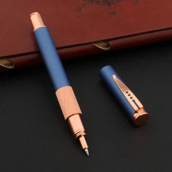 Роскошная Металлическая Матовая Синяя ручка-роллер для Письма Switzerland Rose Golden Ball Point Pen Бизнес Офис Школьные принадлежности для Письма